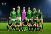14 July 2023; The Republic of Ireland team, back row, from left, Kyra Carusa, Louise Quinn, Courtney Brosnan, Megan Connolly, Niamh Fahey and Ruesha Littlejohn, front row, from left, Marissa Sheva, Denise O'Sullivan, Katie McCabe, Heather Payne and Sinead Farrelly before the women's friendly match between Republic of Ireland and Colombia at Meakin Park in Brisbane, Australia, ahead of the start of the FIFA Women's World Cup 2023. Photo by Stephen McCarthy/Sportsfile
