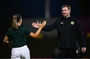 14 July 2023; Republic of Ireland assistant manager Tom Elmes and Katie McCabe before the women's friendly match between Republic of Ireland and Colombia at Meakin Park in Brisbane, Australia, ahead of the start of the FIFA Women's World Cup 2023. Photo by Stephen McCarthy/Sportsfile