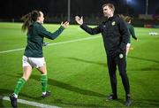 14 July 2023; Republic of Ireland assistant manager Tom Elmes and Ciara Grant before the women's friendly match between Republic of Ireland and Colombia at Meakin Park in Brisbane, Australia, ahead of the start of the FIFA Women's World Cup 2023. Photo by Stephen McCarthy/Sportsfile