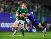 14 July 2023; Andrew Osborne of Ireland is tackled by Leo Drouet of France during the U20 Rugby World Cup Final between Ireland and France at Athlone Sports Stadium in Cape Town, South Africa. Photo by Shaun Roy/Sportsfile