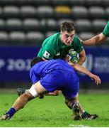 14 July 2023; Gus McCarthy of Ireland attempts to get past Hugo Auradou of France during the U20 Rugby World Cup Final match between Ireland and France at Athlone Sports Stadium in Cape Town, South Africa. Photo by Shaun Roy/Sportsfile