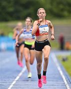 14 July 2023; Catherine Martin of City of Lisburn AC, Down, left, on her way to winning the U20 women's mile, sponsored by the Jerry Kiernan Foundation, during the 2023 Morton Games at Morton Stadium in Santry, Dublin. Photo by Sam Barnes/Sportsfile