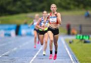 14 July 2023; Catherine Martin of City of Lisburn AC, Down, left, on her way to winning the U20 women's mile, sponsored by the Jerry Kiernan Foundation, during the 2023 Morton Games at Morton Stadium in Santry, Dublin. Photo by Sam Barnes/Sportsfile