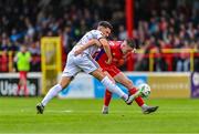 14 July 2023; Jack Moylan of Shelbourne in action against Krystian Nowak of Bohemians during the SSE Airtricity Men's Premier Division match between Shelbourne and Bohemians at Tolka Park in Dublin. Photo by Tyler Miller/Sportsfile
