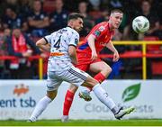 14 July 2023; Jack Moylan of Shelbourne in action against Krystian Nowak of Bohemians during the SSE Airtricity Men's Premier Division match between Shelbourne and Bohemians at Tolka Park in Dublin. Photo by Stephen Marken/Sportsfile