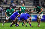 14 July 2023; Ireland captain Gus McCarthy is tackled by France defence during the U20 Rugby World Cup Final match between Ireland and France at Athlone Sports Stadium in Cape Town, South Africa. Photo by Shaun Roy/Sportsfile
