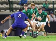 14 July 2023; Sam Berman of Ireland attempts to get past Zaccharie Affane of France during the U20 Rugby World Cup Final between Ireland and France at Athlone Sports Stadium in Cape Town, South Africa. Photo by Shaun Roy/Sportsfile