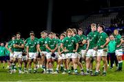 14 July 2023; Ireland players wait for the presentation ceremony after the U20 Rugby World Cup Final between Ireland and France at Athlone Sports Stadium in Cape Town, South Africa. Photo by Shaun Roy/Sportsfile