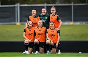 15 July 2023; Players, back row, Áine O'Gorman, Megan Walsh, Claire O'Riordan, with, front row, Lucy Quinn, Amber Barrett and Harriet Scott during a Republic of Ireland training session at Meakin Park in Brisbane, Australia, ahead of the start of the FIFA Women's World Cup 2023. Photo by Stephen McCarthy/Sportsfile