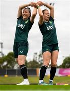 15 July 2023; Lucy Quinn, left, and Harriet Scott during a Republic of Ireland training session at Meakin Park in Brisbane, Australia, ahead of the start of the FIFA Women's World Cup 2023. Photo by Stephen McCarthy/Sportsfile