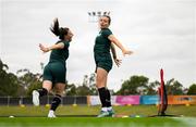 15 July 2023; Lucy Quinn, left, and Harriet Scott during a Republic of Ireland training session at Meakin Park in Brisbane, Australia, ahead of the start of the FIFA Women's World Cup 2023. Photo by Stephen McCarthy/Sportsfile