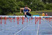 15 July 2023; Adam Nolan of St Laurence O'Toole AC, Carlow, competes in the junior men's 110m Hurdles during day one of the 123.ie National AAI Games and Combines at Morton Stadium in Santry, Dublin. Photo by Stephen Marken/Sportsfile