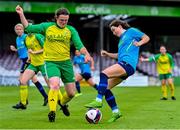 15 July 2023; Leanne Dicker of Terenure Rangers FC in action against Catherine Grier of Bonagee United FC during the FAI Women's Amateur Cup Final between Bonagee United FC and Terenure Rangers FC at Eamonn Deacy Park in Galway. Photo by Tyler Miller/Sportsfile