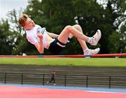 15 July 2023; Luke Kirkham of Crusaders AC, Dublin, competes in the high jump event of the under 16 men's pentathlon during day one of the 123.ie National AAI Games and Combines at Morton Stadium in Santry, Dublin. Photo by Stephen Marken/Sportsfile