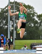 15 July 2023; Ellis Mc Hugh of Ferrybank AC, Waterford, competes in the long jump event of the under 16 women's pentathlon during day one of the 123.ie National AAI Games and Combines at Morton Stadium in Santry, Dublin. Photo by Stephen Marken/Sportsfile