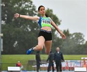 15 July 2023; Mia Coquart of Metro/St Brigids AC, Dublin, competes in the long jump event of the under 16 women's pentathlon during day one of the 123.ie National AAI Games and Combines at Morton Stadium in Santry, Dublin. Photo by Stephen Marken/Sportsfile