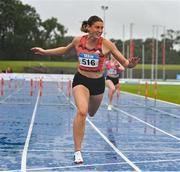 15 July 2023; Katherine O Connor of Dundalk St Gerards AC, Louth, on her way to winning the senior women's 200m during day one of the 123.ie National AAI Games and Combines at Morton Stadium in Santry, Dublin. Photo by Stephen Marken/Sportsfile
