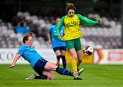15 July 2023; Bronagh Gallagher of Bonagee United FC is tackled by Leanne Dicker of Terenure Rangers FC during the FAI Women's Amateur Cup Final between Bonagee United FC and Terenure Rangers FC at Eamonn Deacy Park in Galway. Photo by Tyler Miller/Sportsfile
