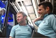 15 July 2023; Jack McCaffrey of Dublin and performance coach Kevin McManamon before the GAA Football All-Ireland Senior Championship semi-final match between Dublin and Monaghan at Croke Park in Dublin. Photo by Ramsey Cardy/Sportsfile