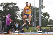 15 July 2023; Ronan Bloomer of Ballymena and Antrim AC, competes in the long jump event of the senior men's heptathlon during day one of the 123.ie National AAI Games and Combines at Morton Stadium in Santry, Dublin. Photo by Stephen Marken/Sportsfile