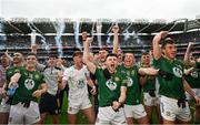 15 July 2023; The Meath team celebrate after the Tailteann Cup Final match between Down and Meath at Croke Park in Dublin. Photo by Ramsey Cardy/Sportsfile