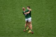 15 July 2023; Conor Gray, left, and Daithí McGowan of Meath celebrate after the Tailteann Cup Final match between Down and Meath at Croke Park in Dublin. Photo by Daire Brennan/Sportsfile