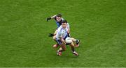 15 July 2023; Dessie Ward of Monaghan in action against Lee Gannon of Dublin during the GAA Football All-Ireland Senior Championship semi-final match between Dublin and Monaghan at Croke Park in Dublin. Photo by Daire Brennan/Sportsfile