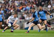 15 July 2023; Dessie Ward of Monaghan in action against Lee Gannon and James McCarthy of Dublin during the GAA Football All-Ireland Senior Championship semi-final match between Dublin and Monaghan at Croke Park in Dublin. Photo by Brendan Moran/Sportsfile