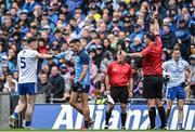 15 July 2023; Niall Scully of Dublin is shown a black card by referee Seán Hurson during the GAA Football All-Ireland Senior Championship semi-final match between Dublin and Monaghan at Croke Park in Dublin. Photo by Ramsey Cardy/Sportsfile