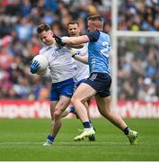 15 July 2023; Karl O'Connell of Monaghan is tackled by Paddy Small of Dublin during the GAA Football All-Ireland Senior Championship semi-final match between Dublin and Monaghan at Croke Park in Dublin. Photo by Brendan Moran/Sportsfile