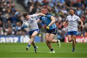15 July 2023; Karl O'Connell of Monaghan is tackled by Paddy Small of Dublin during the GAA Football All-Ireland Senior Championship semi-final match between Dublin and Monaghan at Croke Park in Dublin. Photo by Brendan Moran/Sportsfile