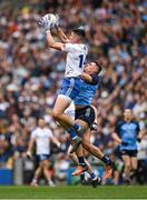 15 July 2023; Gary Mohan of Monaghan in action against Brian Howard of Dublin during the GAA Football All-Ireland Senior Championship semi-final match between Dublin and Monaghan at Croke Park in Dublin. Photo by Brendan Moran/Sportsfile