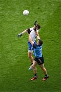 15 July 2023; Darren Hughes of Monaghan in action against Lee Gannon of Dublin during the GAA Football All-Ireland Senior Championship semi-final match between Dublin and Monaghan at Croke Park in Dublin. Photo by Daire Brennan/Sportsfile