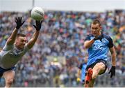15 July 2023; Con O'Callaghan of Dublin in action against Killian Lavelle of Monaghan during the GAA Football All-Ireland Senior Championship semi-final match between Dublin and Monaghan at Croke Park in Dublin. Photo by John Sheridan/Sportsfile