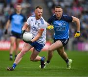 15 July 2023; Ryan McAnespie of Monaghan in action against Paddy Small of Dublin during the GAA Football All-Ireland Senior Championship semi-final match between Dublin and Monaghan at Croke Park in Dublin. Photo by Brendan Moran/Sportsfile