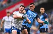 15 July 2023; Dessie Ward of Monaghan in action against Brian Howard of Dublin during the GAA Football All-Ireland Senior Championship semi-final match between Dublin and Monaghan at Croke Park in Dublin. Photo by Ramsey Cardy/Sportsfile