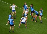 15 July 2023; James McCarthy of Dublin in action against Gary Mohan of Monaghan during the GAA Football All-Ireland Senior Championship semi-final match between Dublin and Monaghan at Croke Park in Dublin. Photo by Daire Brennan/Sportsfile