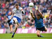 15 July 2023; Conor McManus of Monaghan in action against Cormac Costello of Dublin during the GAA Football All-Ireland Senior Championship semi-final match between Dublin and Monaghan at Croke Park in Dublin. Photo by Ramsey Cardy/Sportsfile