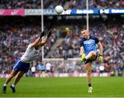 15 July 2023; Paddy Small of Dublin in action against Conor Boyle of Monaghan during the GAA Football All-Ireland Senior Championship semi-final match between Dublin and Monaghan at Croke Park in Dublin. Photo by John Sheridan/Sportsfile