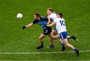 15 July 2023; Jack McCaffrey of Dublin in action against Kieran Duffy, left, and Stephen O’Hanlon of Monaghan during the GAA Football All-Ireland Senior Championship semi-final match between Dublin and Monaghan at Croke Park in Dublin. Photo by Daire Brennan/Sportsfile