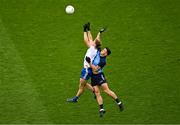 15 July 2023; Karl Gallagher of Monaghan in action against David Byrne of Dublin during the GAA Football All-Ireland Senior Championship semi-final match between Dublin and Monaghan at Croke Park in Dublin. Photo by Daire Brennan/Sportsfile