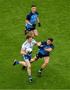 15 July 2023; Conor McManus of Monaghan in action against David Byrne of Dublin during the GAA Football All-Ireland Senior Championship semi-final match between Dublin and Monaghan at Croke Park in Dublin. Photo by Daire Brennan/Sportsfile