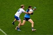 15 July 2023; Michael Fitzsimons of Dublin in action against Karl Gallagher of Monaghan during the GAA Football All-Ireland Senior Championship semi-final match between Dublin and Monaghan at Croke Park in Dublin. Photo by Daire Brennan/Sportsfile