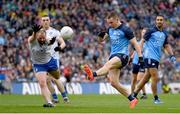 15 July 2023; Con O'Callaghan of Dublin in action against Conor Boyle of Monaghan during the GAA Football All-Ireland Senior Championship semi-final match between Dublin and Monaghan at Croke Park in Dublin. Photo by John Sheridan/Sportsfile