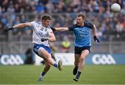 15 July 2023; Darren Hughes of Monaghan in action against Jack McCaffrey of Dublin during the GAA Football All-Ireland Senior Championship semi-final match between Dublin and Monaghan at Croke Park in Dublin. Photo by Ramsey Cardy/Sportsfile