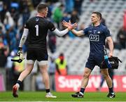 15 July 2023; Monaghan goalkeeper Rory Beggan, left, and Dublin goalkeeper Stephen Cluxton after the GAA Football All-Ireland Senior Championship semi-final match between Dublin and Monaghan at Croke Park in Dublin. Photo by Brendan Moran/Sportsfile