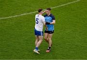 15 July 2023; Karl O'Connell of Monaghan shakes hands with Lee Gannon of Dublin after the GAA Football All-Ireland Senior Championship semi-final match between Dublin and Monaghan at Croke Park in Dublin. Photo by Daire Brennan/Sportsfile