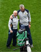 15 July 2023; Meath manager Colm O'Rourke and selector Seán Boylan after the Tailteann Cup Final match between Down and Meath at Croke Park in Dublin. Photo by Daire Brennan/Sportsfile