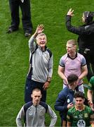 15 July 2023; Meath manager Colm O'Rourke waves to supporters after the Tailteann Cup Final match between Down and Meath at Croke Park in Dublin. Photo by Daire Brennan/Sportsfile