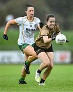15 July 2023; Danielle O'Leary of Kerry in action against Máire O'Shaughnessy of Meath during the TG4 Ladies Football All-Ireland Senior Championship quarter-final match between Kerry and Meath at Austin Stack Park in Tralee, Kerry. Photo by Piaras Ó Mídheach/Sportsfile